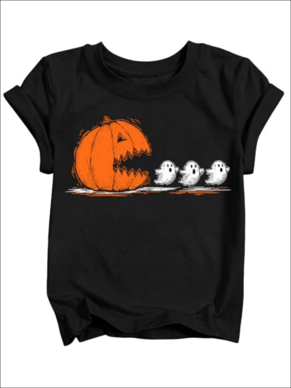 Kids Halloween Graphic Tee Unisex Boys Girls Pumpkin Ghost Cotton T-Shirt
